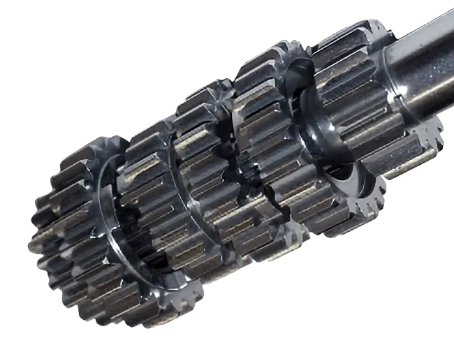 Darstellung eines Kriechganggetriebes. Verschieden große Zahnräder in einer Reihe